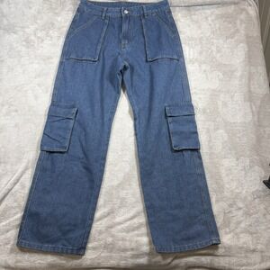 High Rise Wide Leg Pull-On  Cargo Jeans – Women's Medium